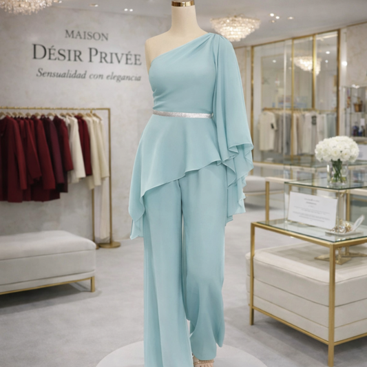 Conjunto Chiffon Bleu Élégance